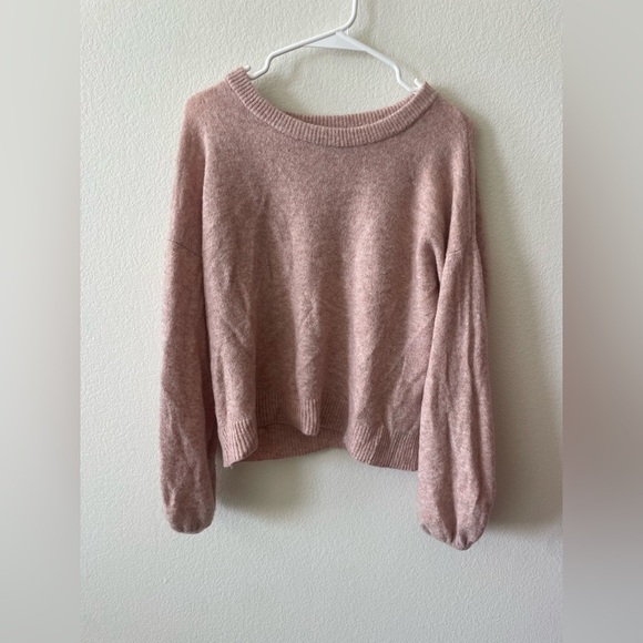 Madewell pink gladwell balloon sleeve pullover crew sweater in heather rose - Picture 4 of 4